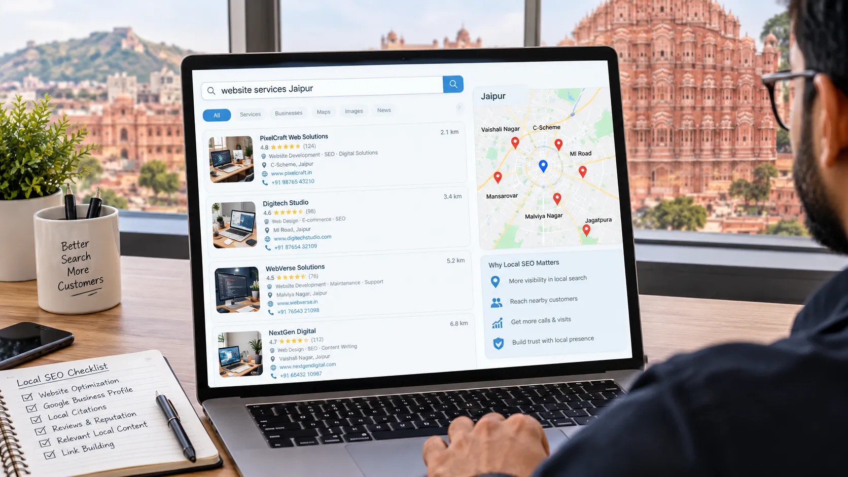 Local SEO strategy helping a Jaipur business improve online visibility