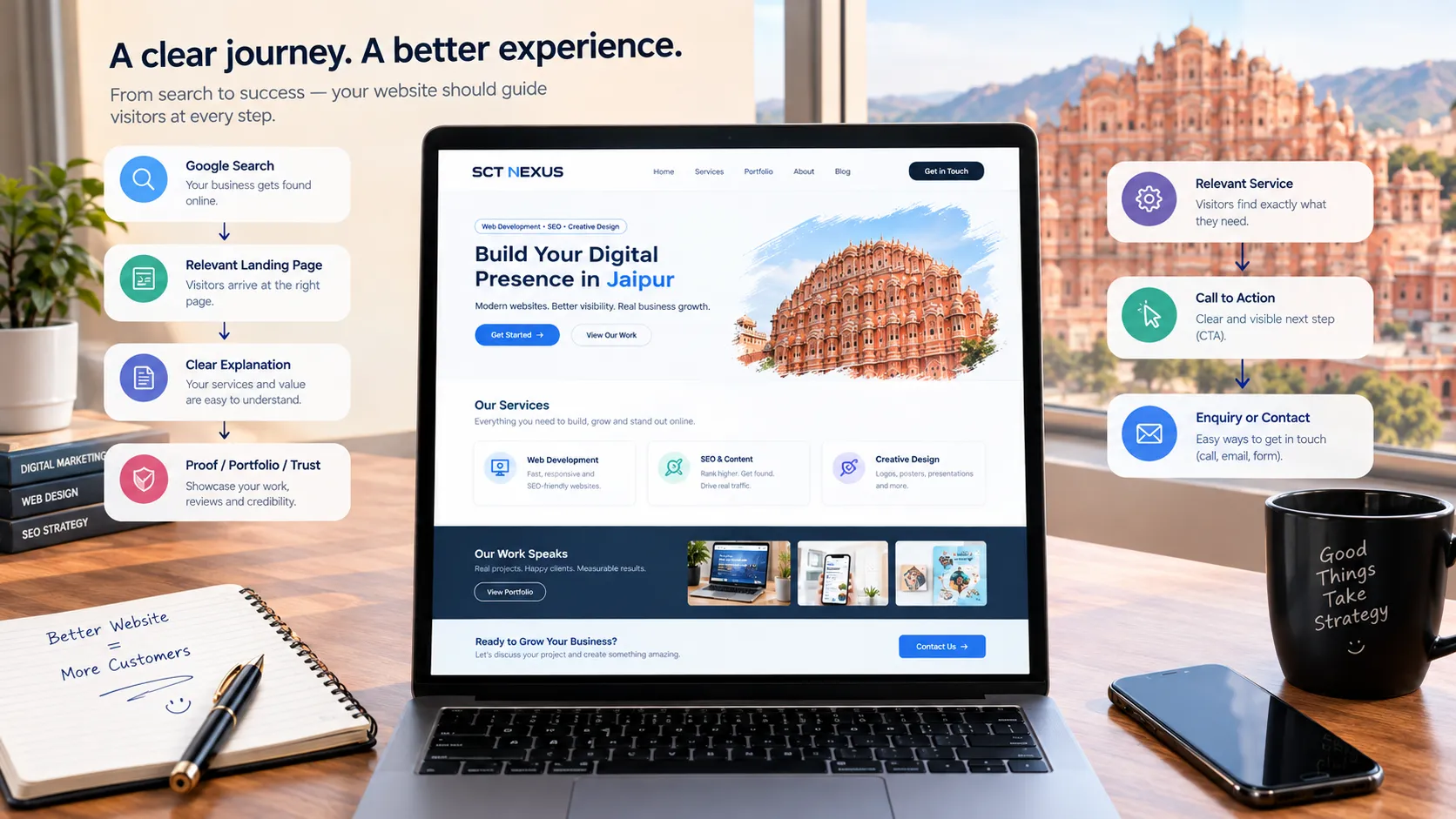Business website guiding visitors toward customer enquiries